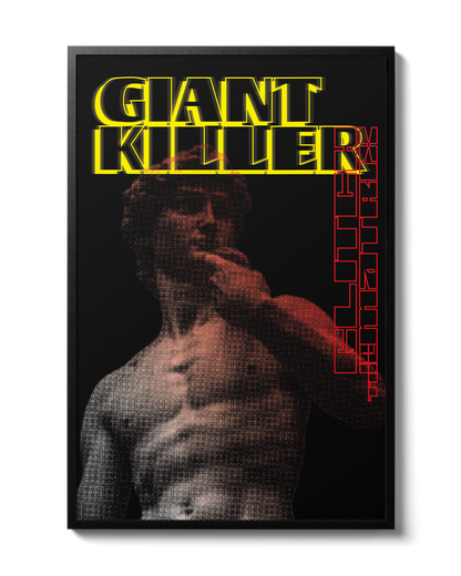 An image of Michelangelo's David with the text Giant Killer - Glitch In The Matrix